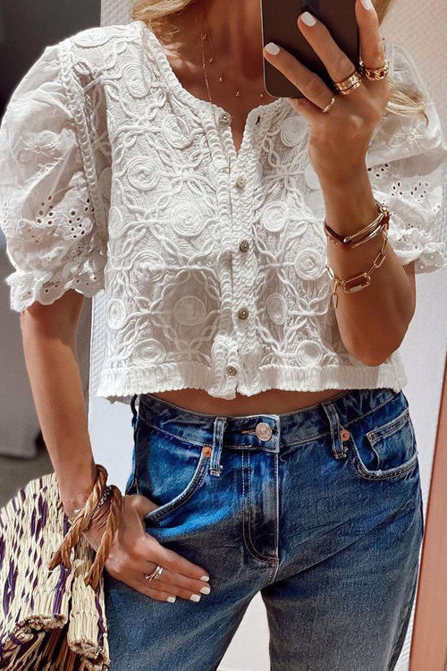 Sweet Details Lace Embroidered Top - 2 Colors