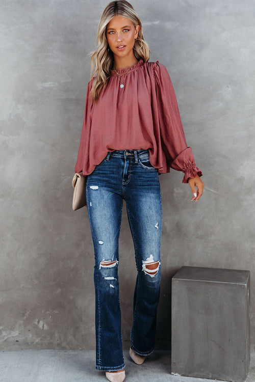 Promised Fun Ruffled Cotton Long Sleeve Top