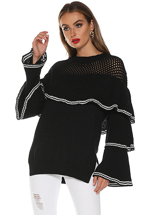 Chic Me Layered Hollow-Out Knit Sweater - 2 Colors