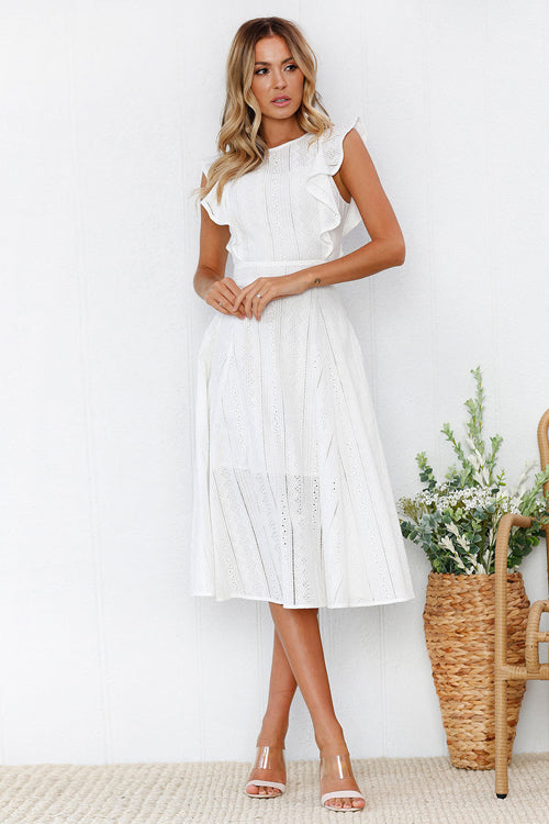 Butterfly Ruffle Sleeve Lace Midi Dress - 2 Colors