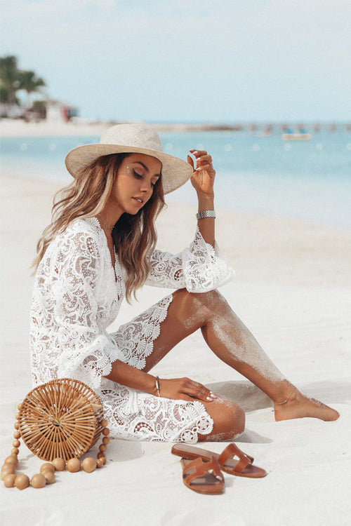Summer Vibe Lace Hollow-Out Beach Blouse