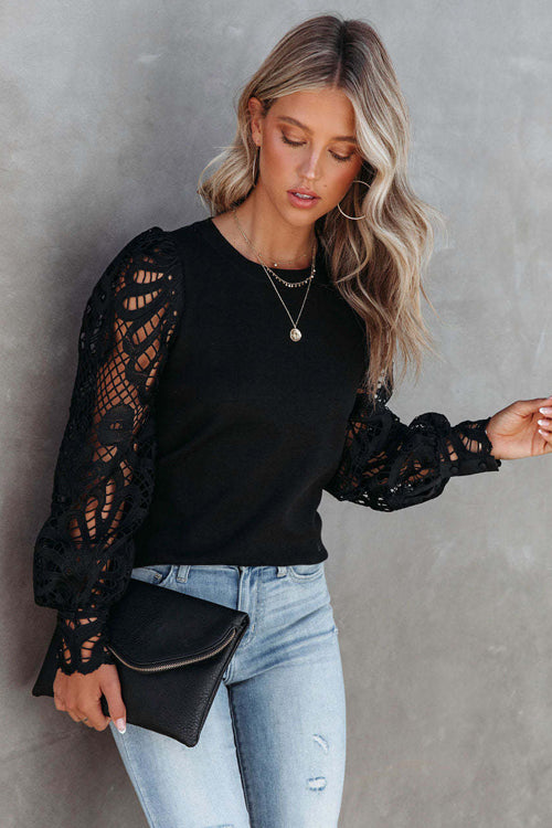 Such A Gift Hollow-Out Sleeve Top - 2 Colors
