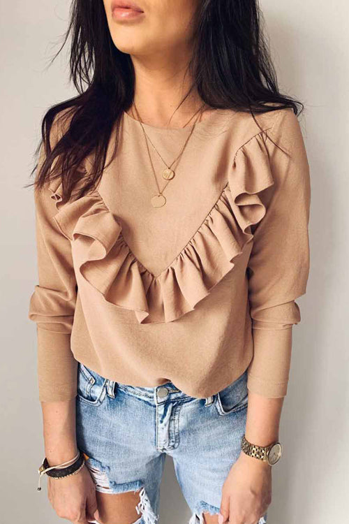 Coastline Ruffle Shoulder Long Sleeve Shirt - 3 Colors