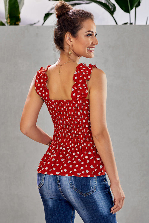 Forever Young Flower Print Pleated Tank Top - 3 Colors