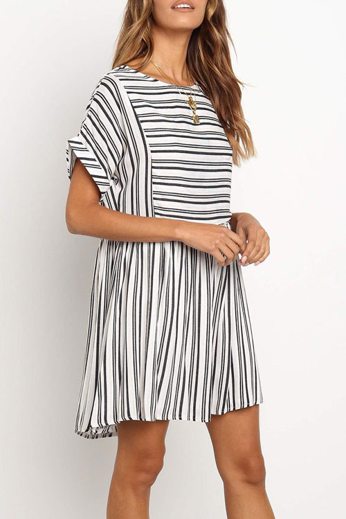 By Your Side Stripe Short Sleeve Mini Dress