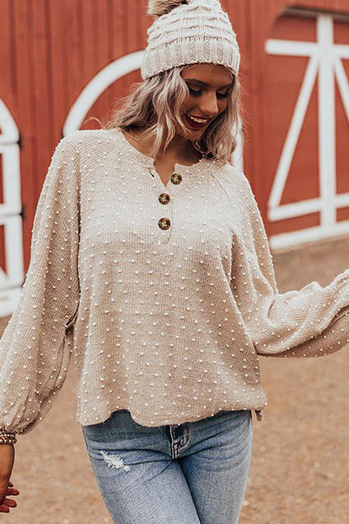 Get It Going Dotted Button Knit Sweater - 2 Colors