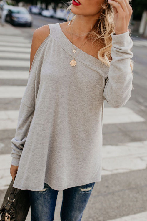 Daydream Lavender Cold Shoulder Long Sleeve T-shirt