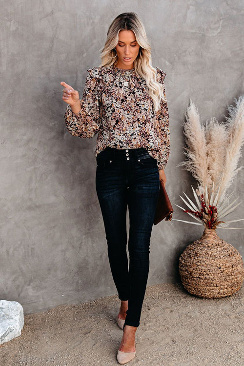 Delight Hunter Floral Print Long Sleeve Top