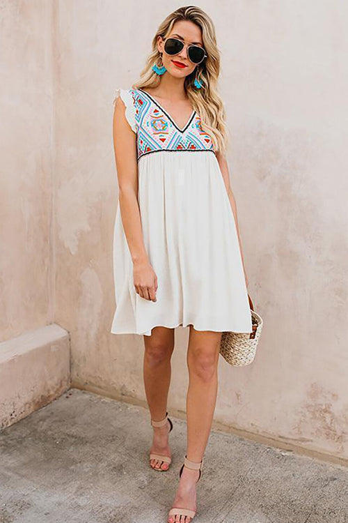 Living In The Moment Print Sleeveless Mini Dress