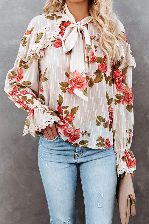 Dearest Daydream Lace Up Floral Print Top