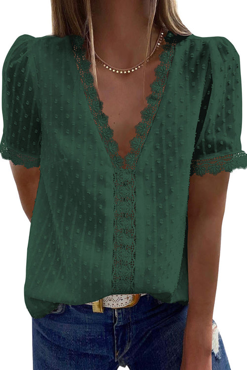 Wonderful Day Swiss Dot Lace Top - 5 Colors