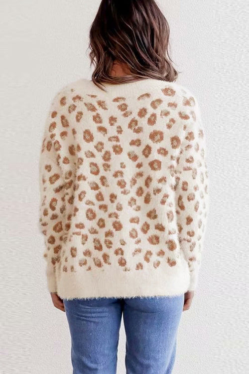 In the Mix Wide Leopard Print Knit Cardigan