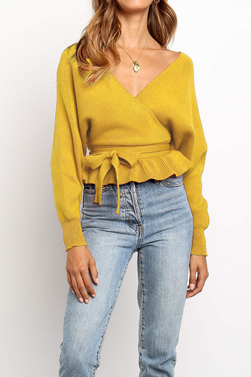 True Story V-Back Balloon Sleeve Knit Top - 3 Colors