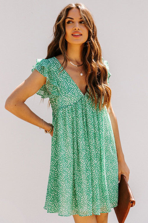 Only A Dream Green Printed Mini Dress