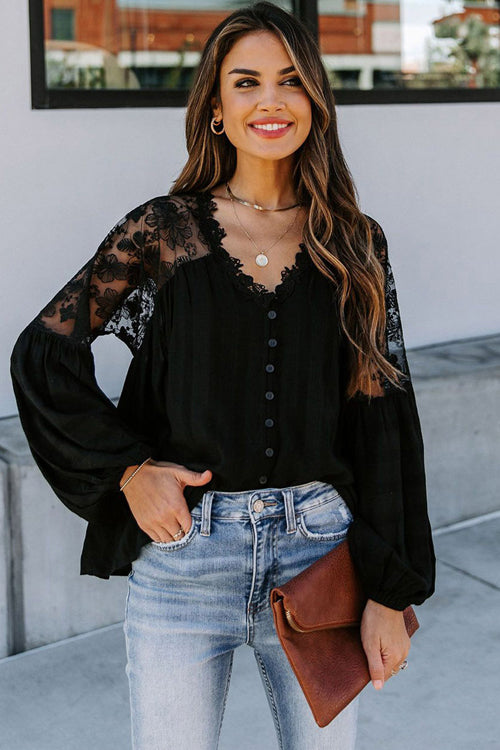 Daydream Lace Embroidery Button Up Top - 2 Colors