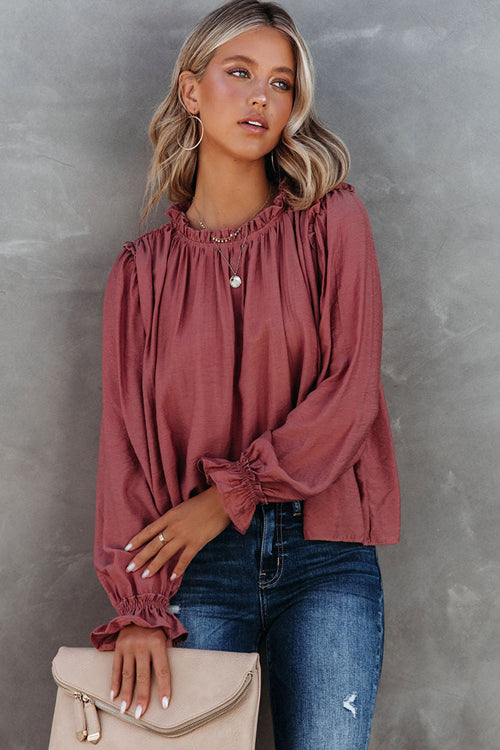 Promised Fun Ruffled Cotton Long Sleeve Top