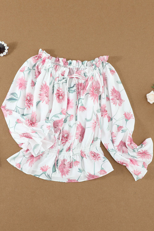 Blossoming Style Off Shoulder Printed Top