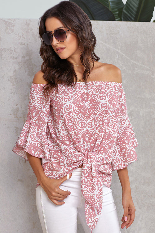 Style Spotting Off the Shoulder Print Top - 4 Colors