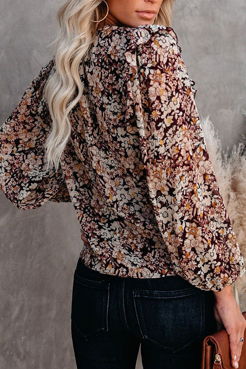 Delight Hunter Floral Print Long Sleeve Top