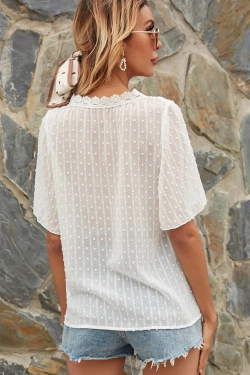 Dream Date Swiss Dot Lace Top - 5 Colors