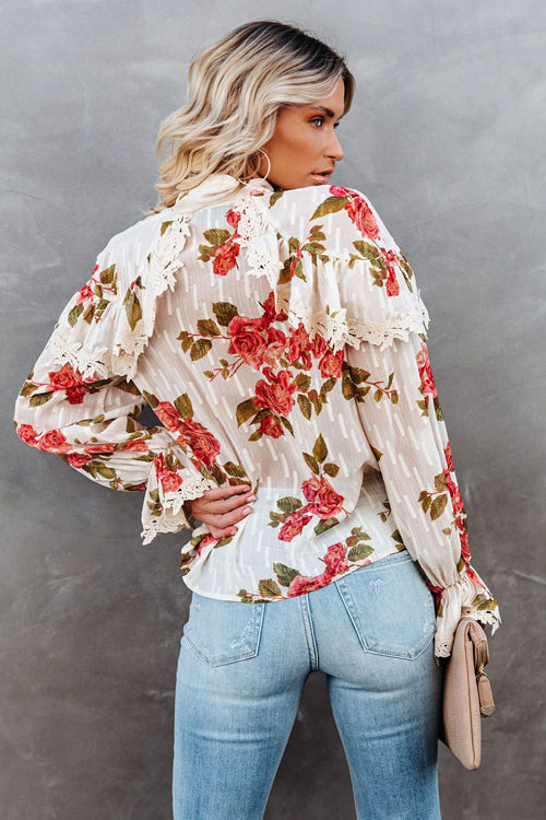 Dearest Daydream Lace Up Floral Print Top