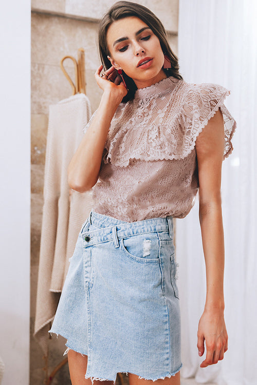 Cass Cream Lace Overlay Short Sleeve Top - 3 Colors