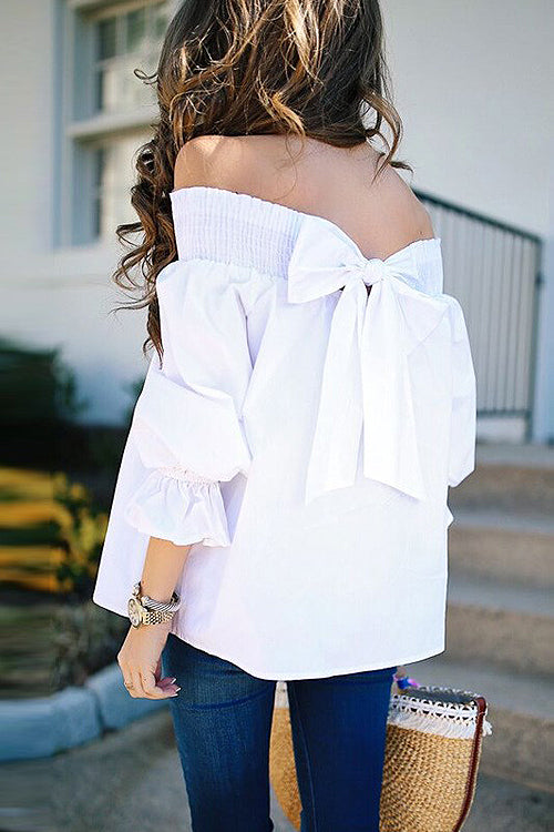 Off the Shoulder Bowknot Blouse