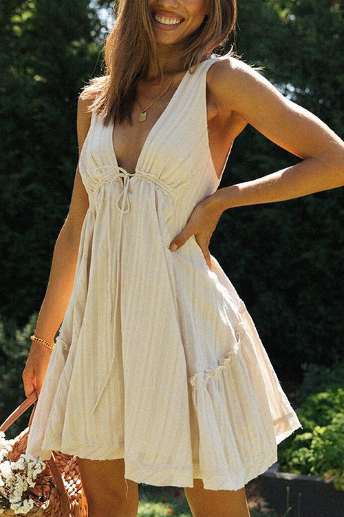 Sweet Looks V-Neck Lace Babydoll Dress