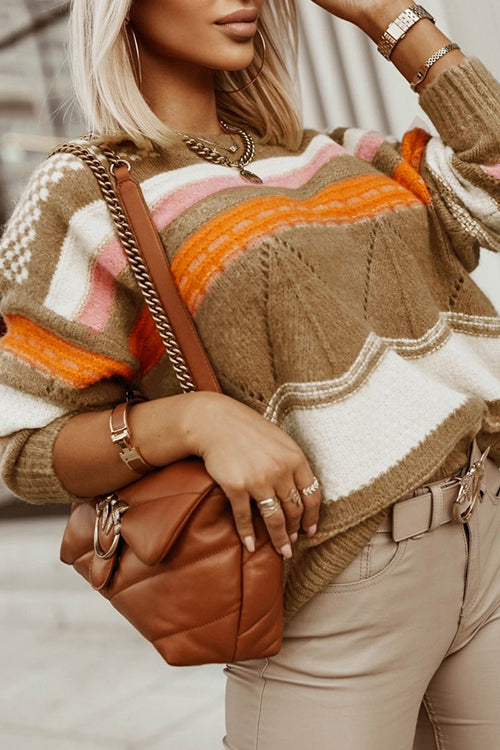 Can't Help But Love Boho Striped Knit Sweater - 2 Colors