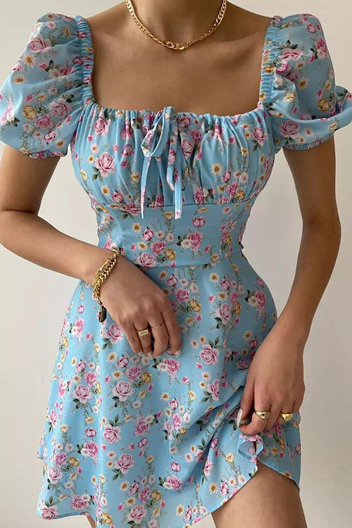 Floral Forever Puff Short Sleeve Printed Mini Dress - 3 Colors