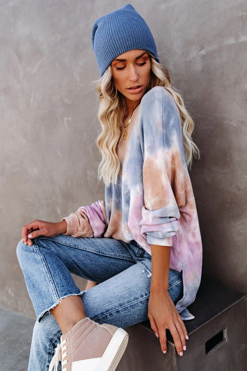 Cheery Scene Tie-Dye Long Sleeve Top