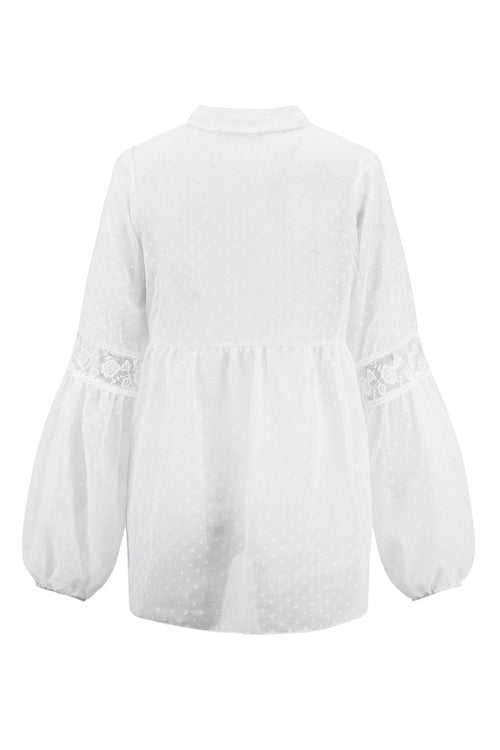 All Together Now Swiss Dot Lace Long Sleeve Top