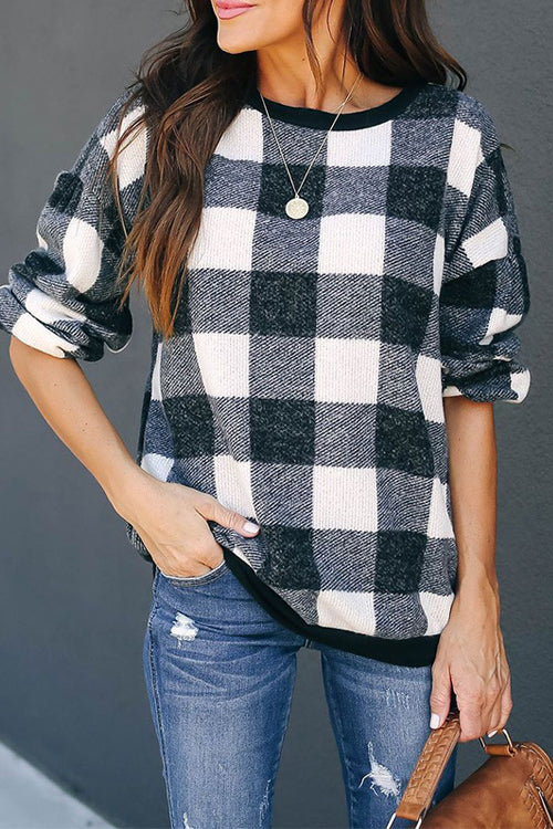 All at Once Gingham Long Sleeve Pullover - 2 Colors