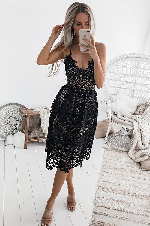 Take Me Out Tonight Lace Midi Dress - 2 Colors