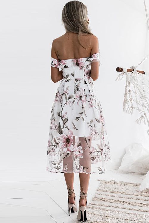 Tulle Floral Embridered Midi Dress - 2 Colors