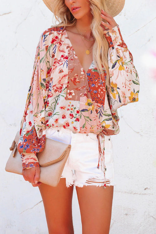 Season Of Blooms Floral Drawstring Top