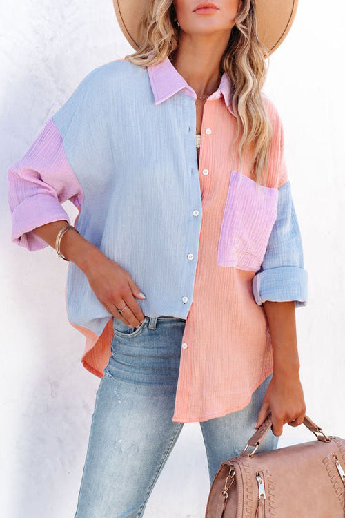 Field Day Colorblock Button Down Top - 2 Colors