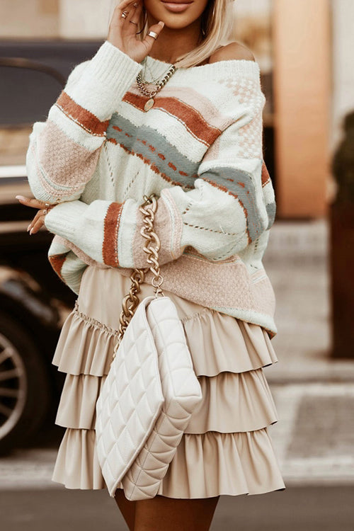 Can't Help But Love Boho Striped Knit Sweater - 2 Colors