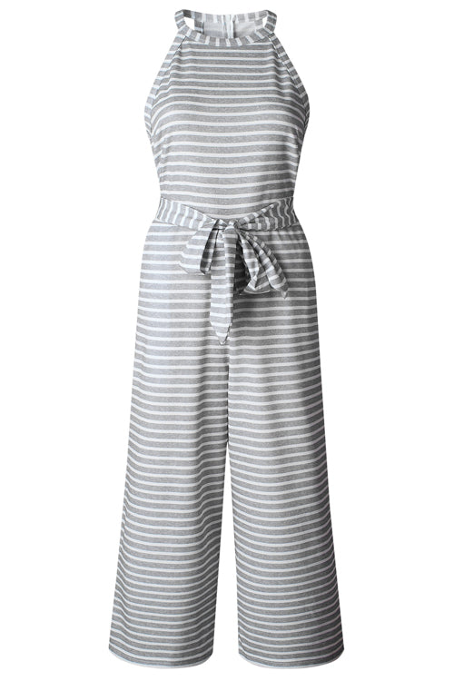 Stripe Bowknot Sleeve Jumpsuit - 4 Colors