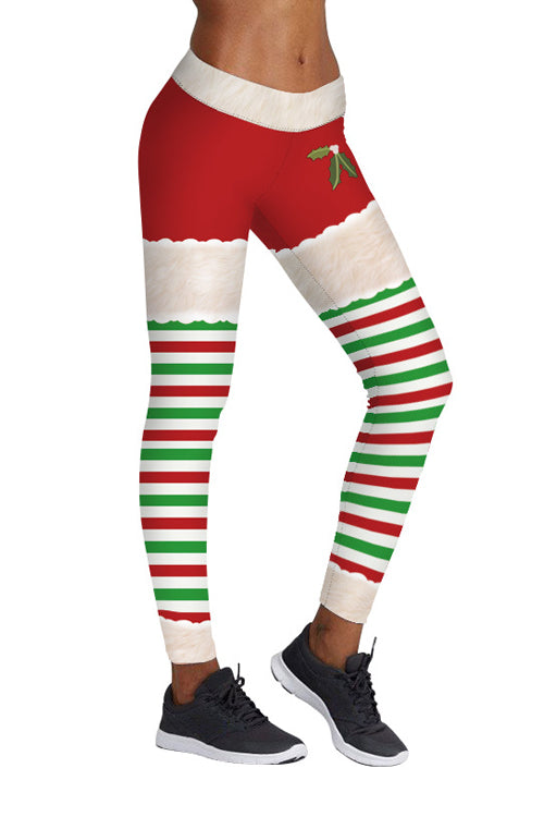 Christmas Stripe Print Sports Pants