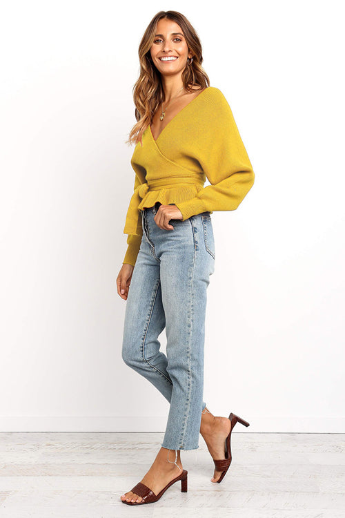 True Story V-Back Balloon Sleeve Knit Top - 3 Colors