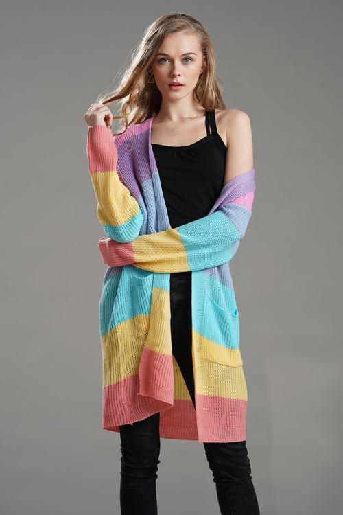 Rainbow Babe Striped Knit Cardigan - 2 Colors