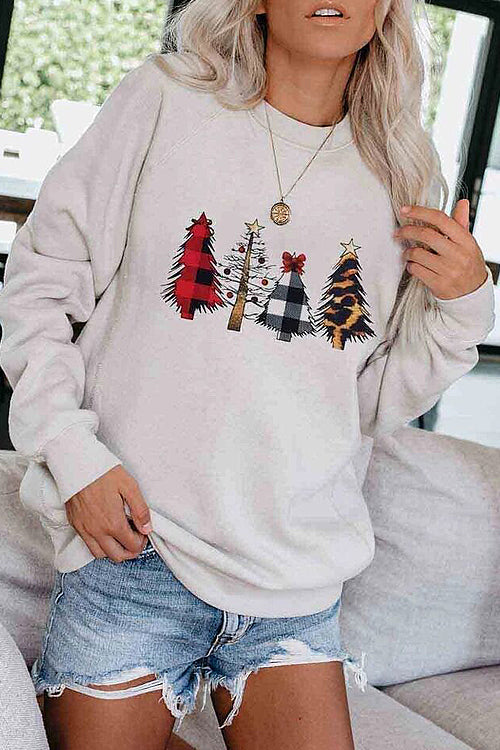 Christmas Tree Grey Long Sleeve Top