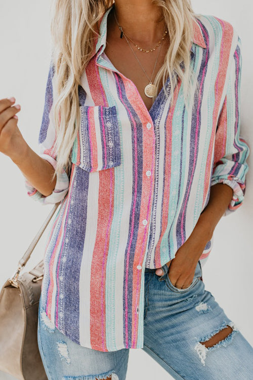 Mahina Rainbow Stripe Long Sleeve Shirt