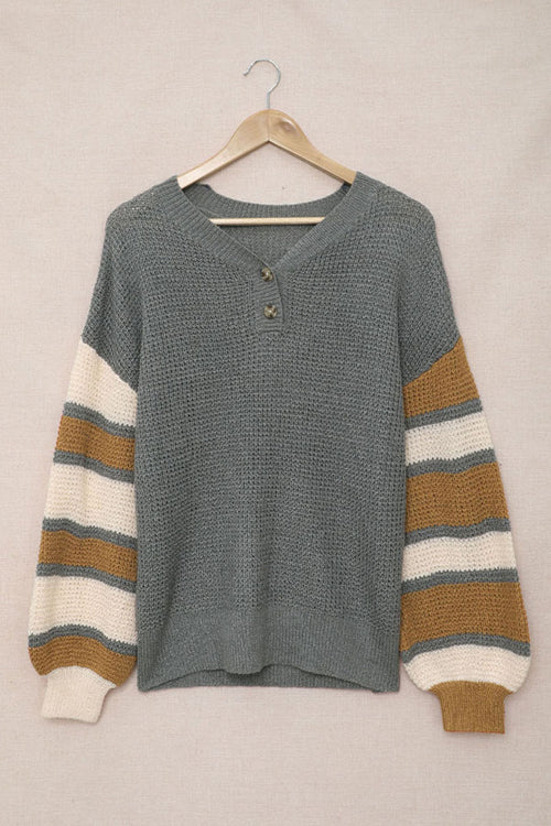 Cozy Love Striped Button Up Knit Sweater - 3 Colors