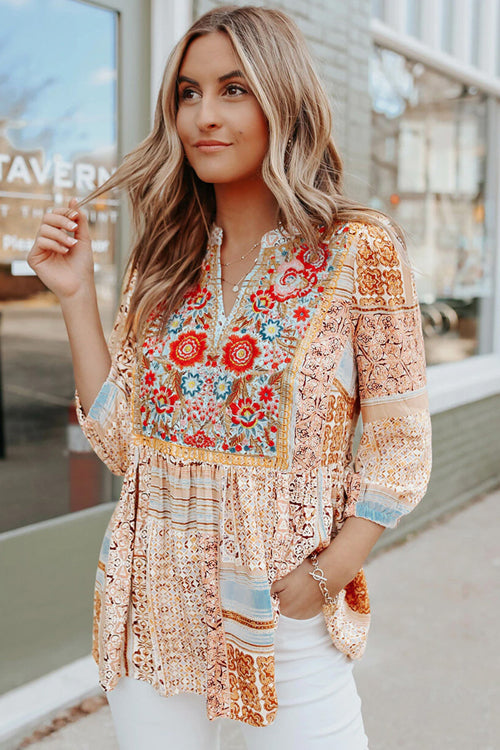 Everyday Cutie Boho Embroidery Long Sleeve Top