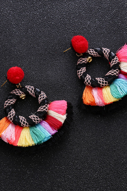 Colorful Tassel Sector Earrings