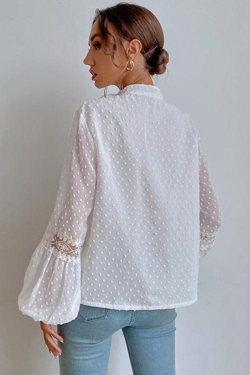 Lovely New Day Lace Swiss Dot Long Sleeve Top - 4 Colors