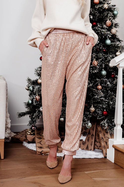 Holiday Ready Golden Sequin Pants