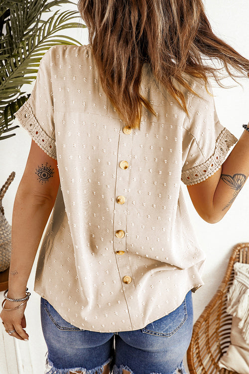 Every Summer Day Lace Dot Short Sleeve Top - 4 Colors